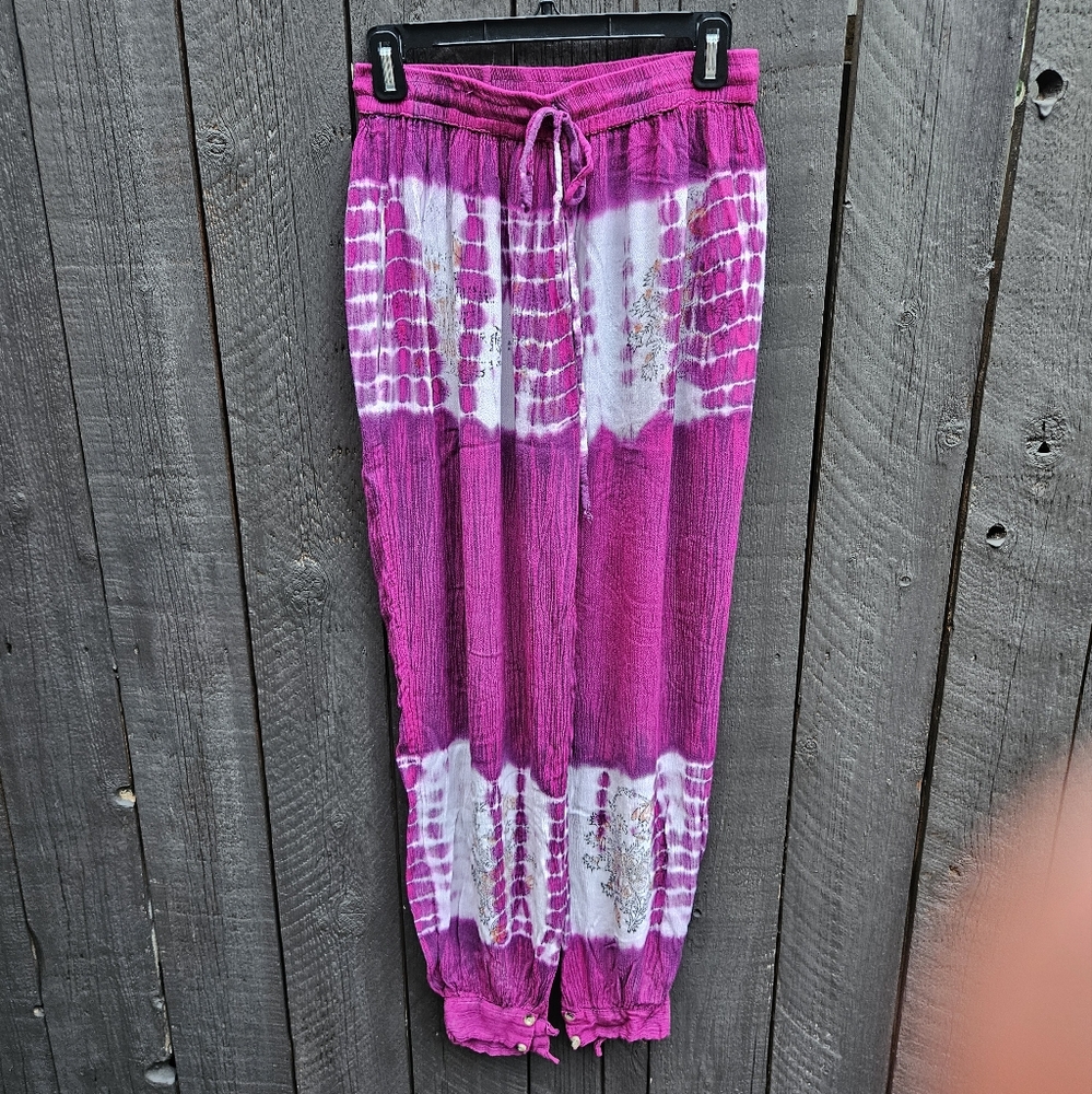 Boho harem pants fuchsia free size